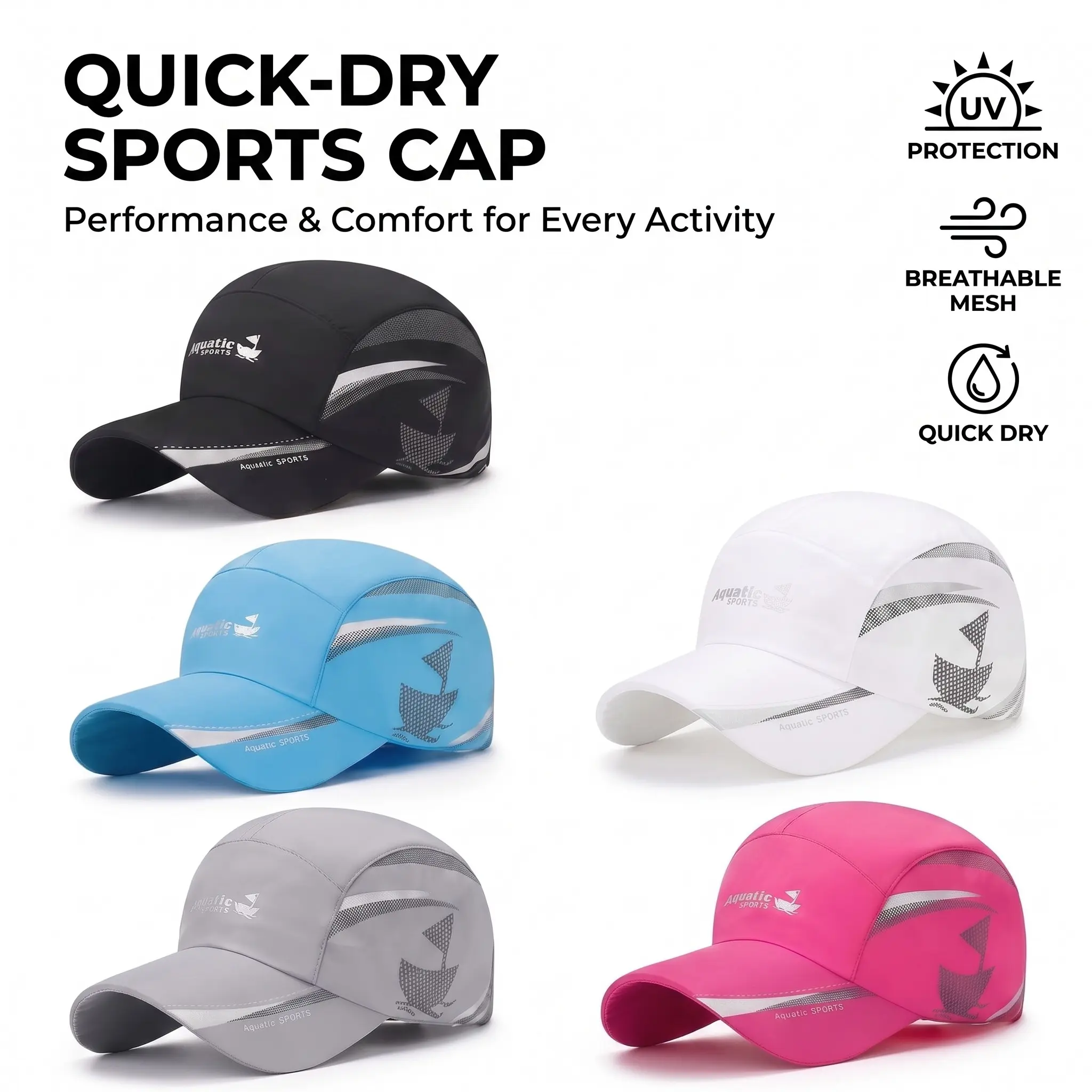 Quick-Dry Lightweight Baseball Hat, Fashion Sailing Print, Breathable Mesh Back, Adjustable Size, Outdoor Sports, Fishing, Hiking, City Walking