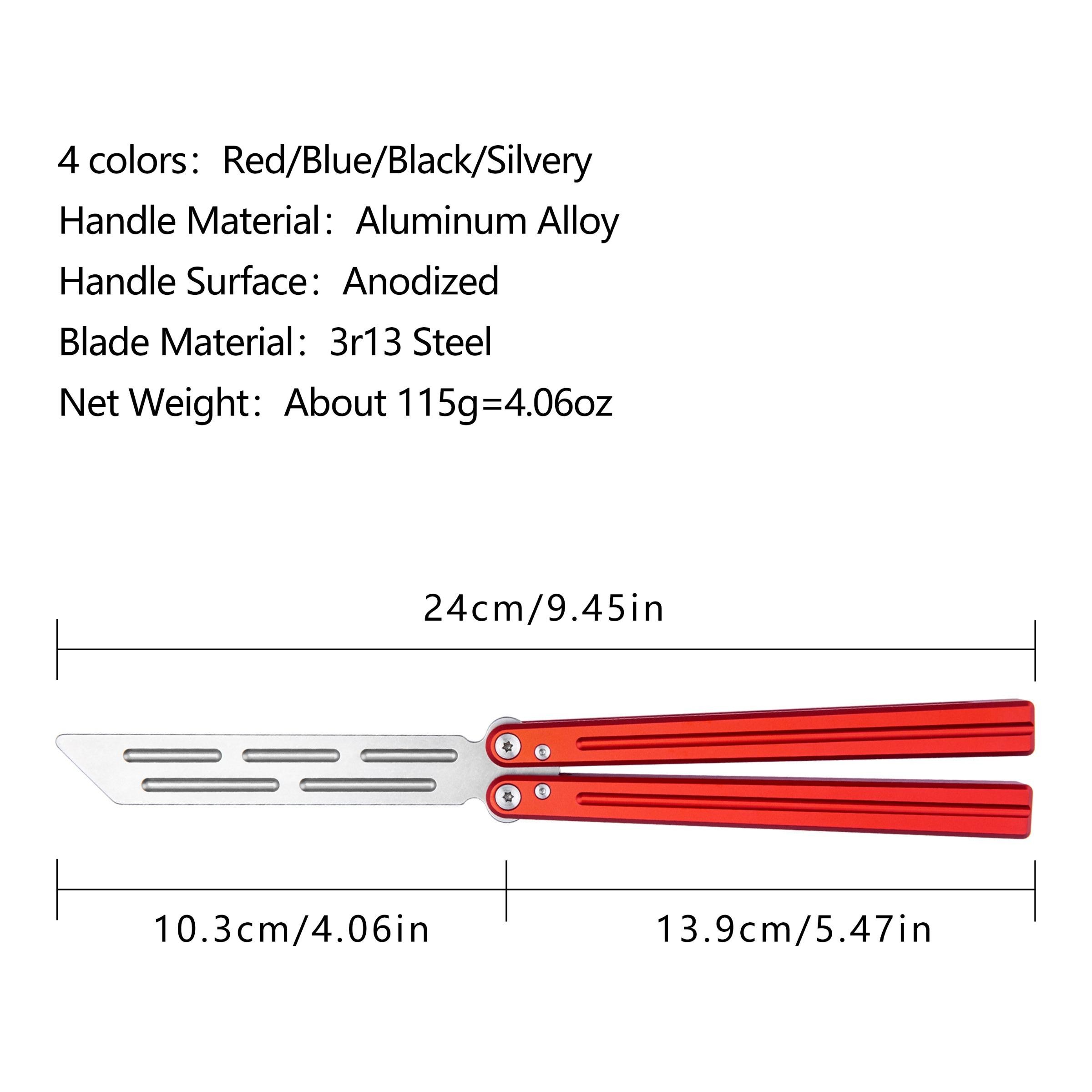 Silver Color Aluminum Balisong Butterfly Trainer, Beginner Training Knife Set, Unsharpened Blade, Perfect Gift for Friends