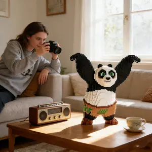 Kung Fu Panda 3D Puzzle Building Blocks Decoration, Bookshelf Home Office Cabinet Decor, Party Living Room TV Stand Display Gift Building Set