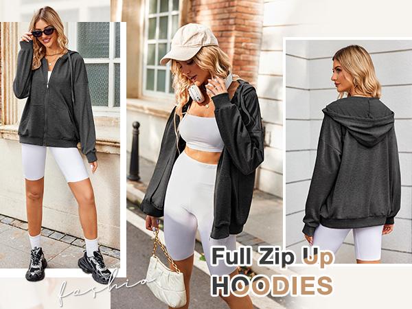 Women's Lightweight Hoodies Full Zip Up Oversized Sweatshirts with Pockets Long Sleeve Thin Casual Hooded Jackets Women's Lightweight Hoodies Full Zip Up Oversized Sweatshirts with Pockets Long Sleeve Thin Casual Hooded Jackets