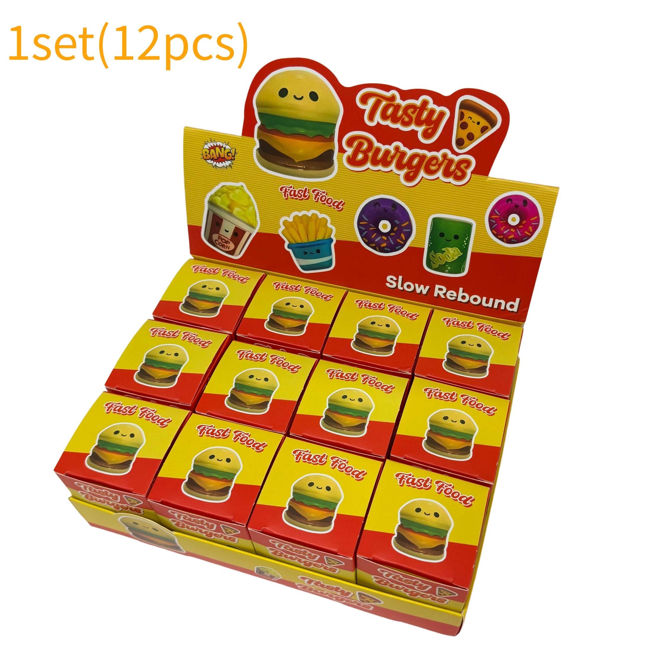 12 Pack Mini Squishy Hamburger Toys Mystery Blind Box - 8 Styles Kawai Squishies Party Favors,Easter Basket Stuffers Classroom Prizes, Slow Rising Stress Relief Sensory Fidget Toys