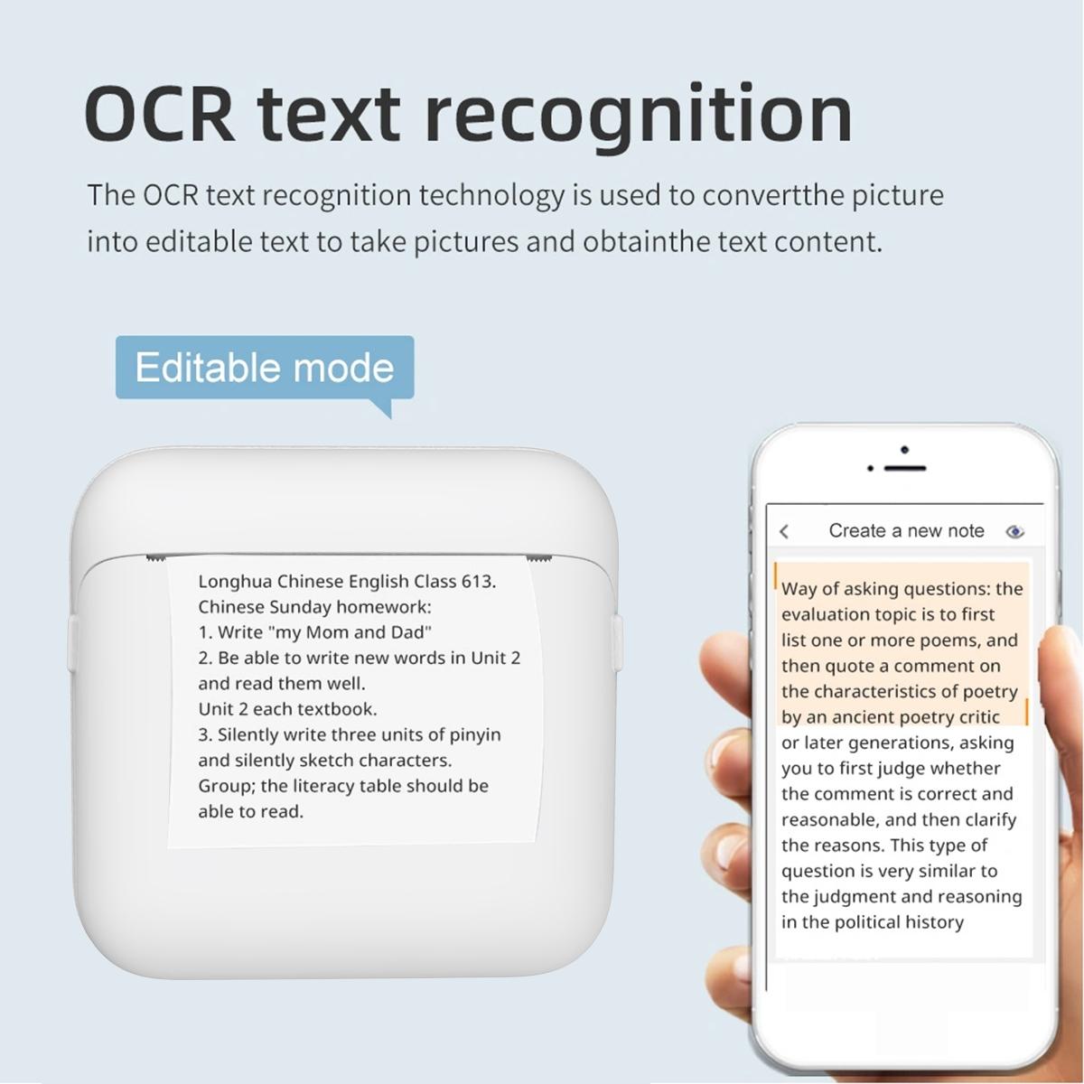 Portable Wireless Mini Printer, Thermal Printing Machine for Notes Journals Work Receipts Crafts, Lithium Batteries Included