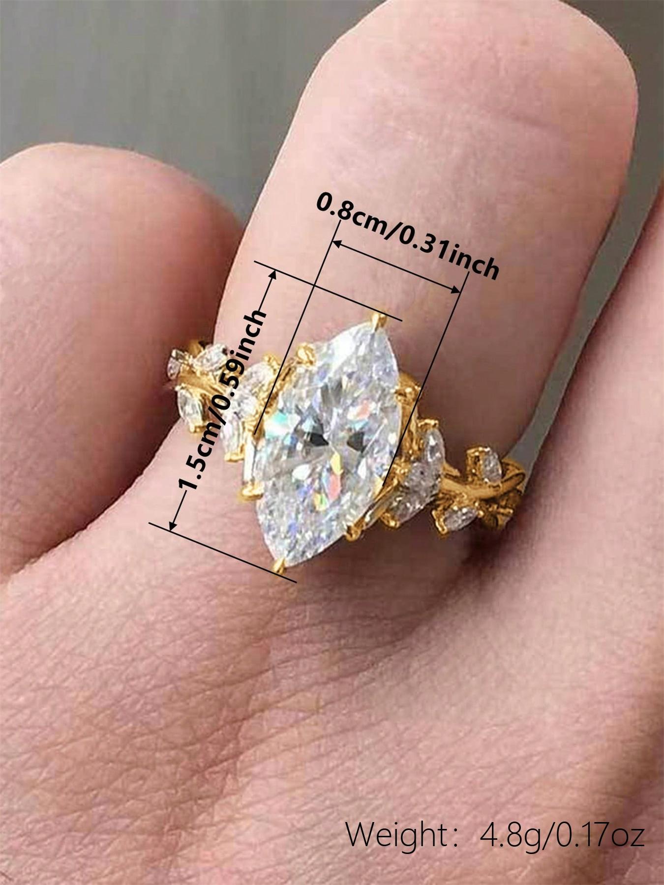 1 PC Gorgeous Cubic Zirconia Statement Ring For Women For Valentine's Day Gift Wedding Anniversary Party Jewelry