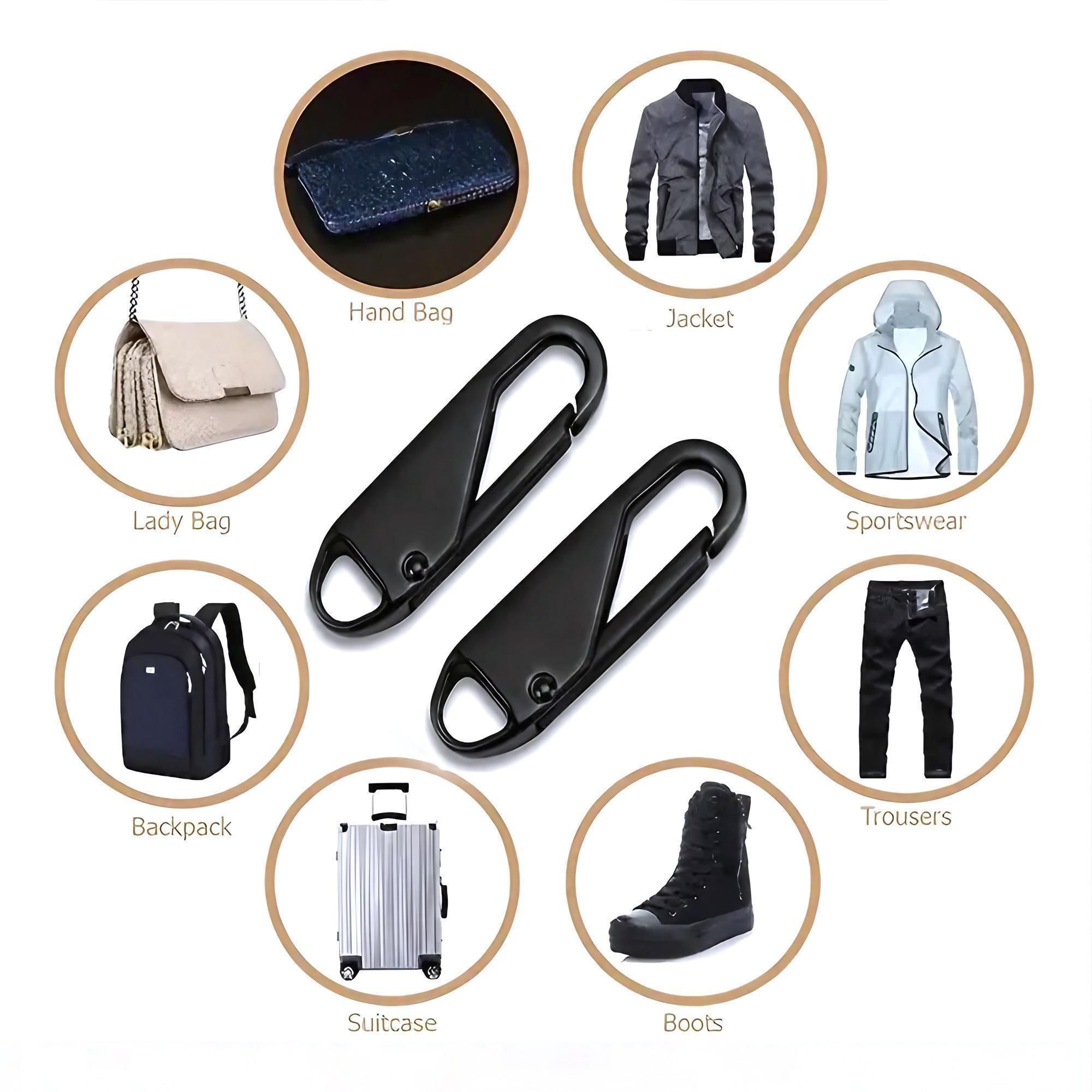 No-Tool Installation 5-Pack Alloy Zipper Pull Replacement, Universal Repair Kit for Luggage Backpacks Jackets Shoes, Anti-Drop Wear-Resistant Zipper Slider Fix, Durable Metal Zipper Repair Accessories