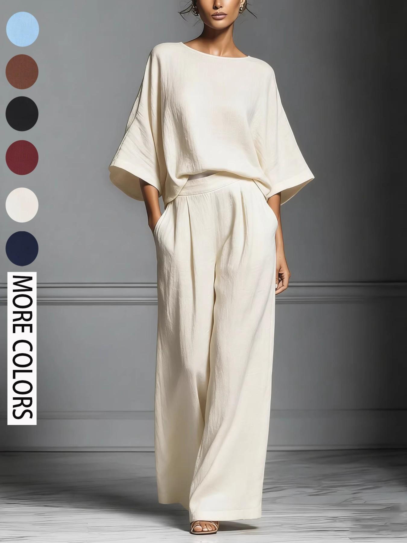 Women's 2026 Summer Bell-Sleeve Loose Clothing Set, Elegant Casual Trendy Outfit for Daily Wear Women's 2026 Summer Bell-Sleeve Loose Clothing Set, Elegant Casual Trendy Outfit for Daily Wear