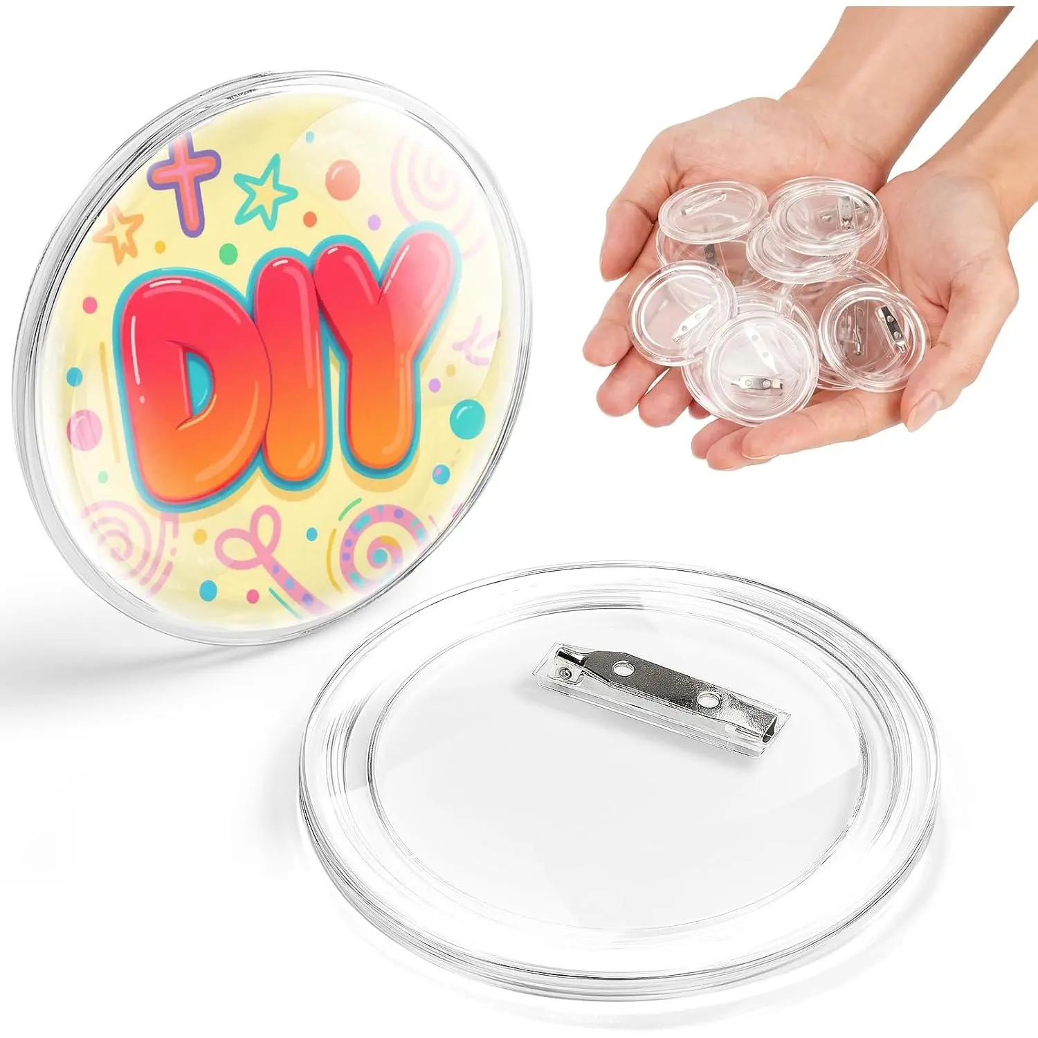 30 Pack 1.77 Inch Clear Button Pins – DIY Photo Button Snap Together No Machine -   Blank Badge Pins for Birthday Party School Projects & Parties
