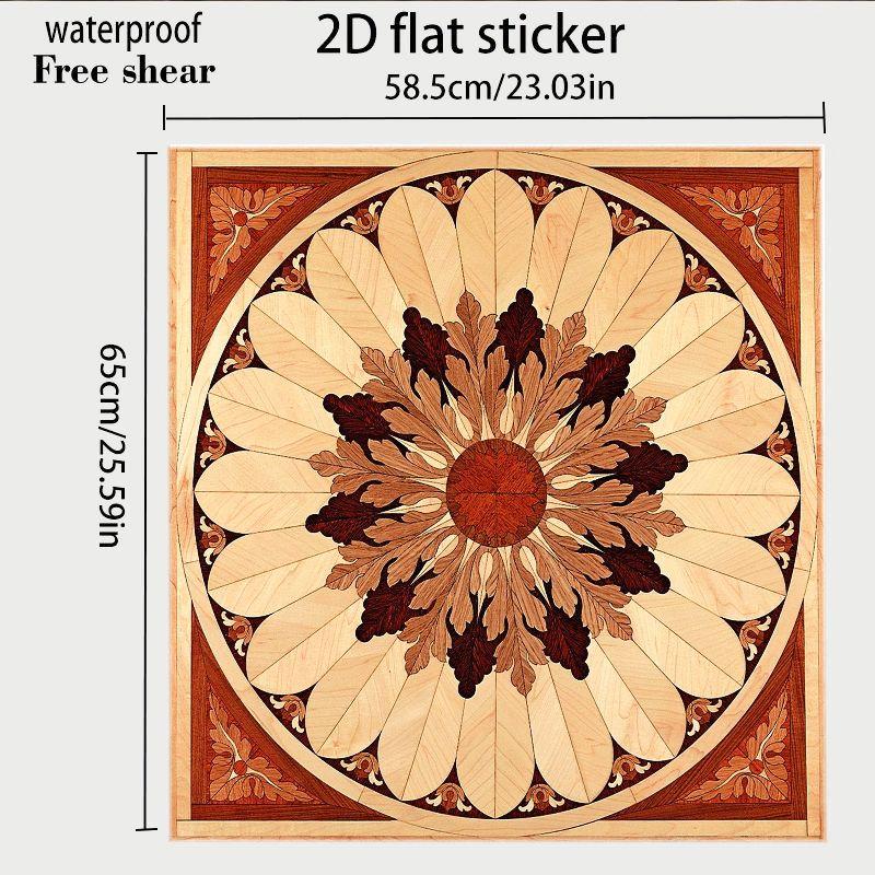 2D Flat 2Pcs Dishwasher Front Panel Cover Decal Sticker Wooden Mandala Sunburst Pattern Kitchen Appliance Decorative Stickers Waterproof PVC Home Decor for Refrigerator Washing Machine Furniture Makeover Boho Rustic Style