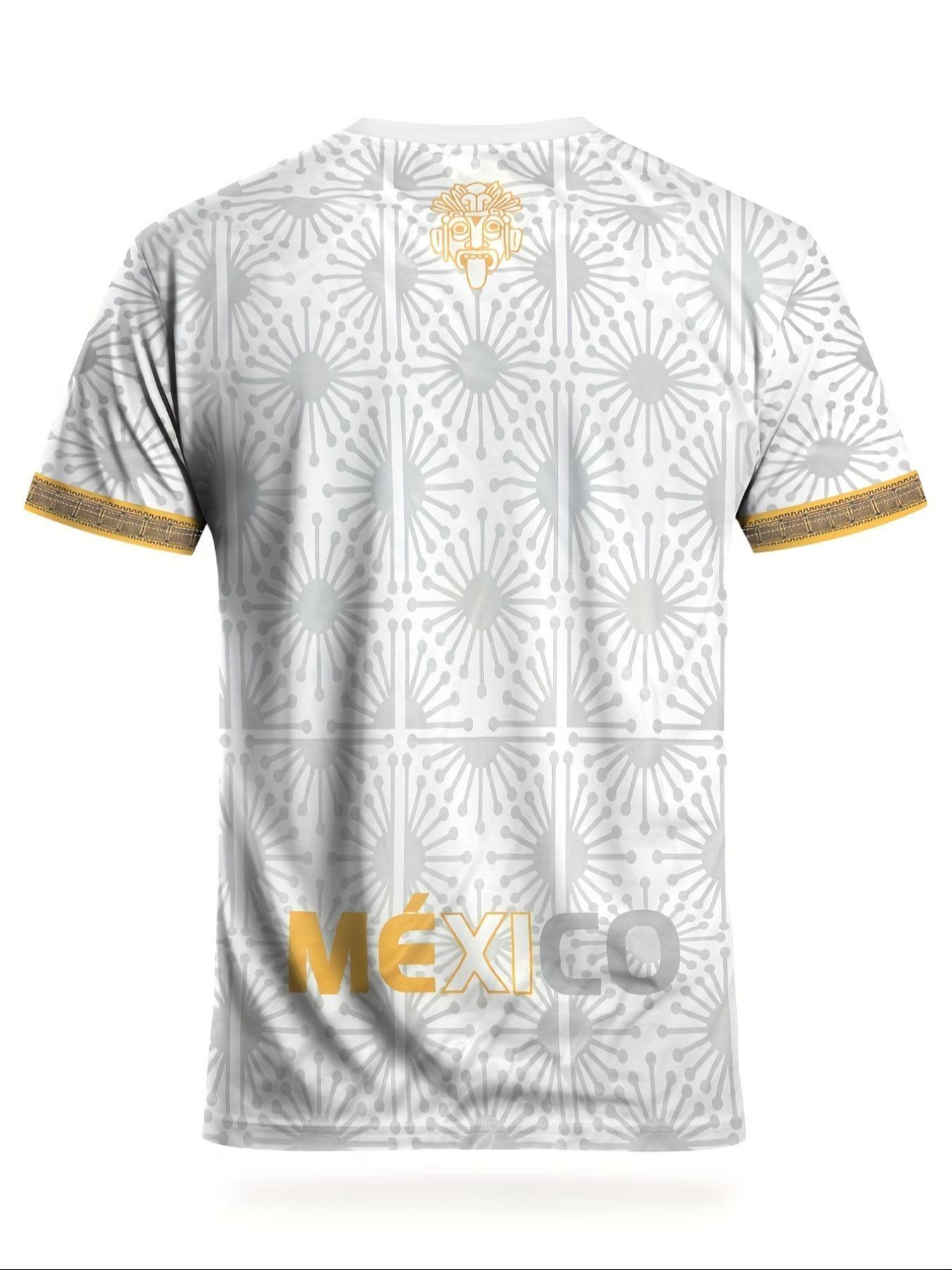 Men's Polynesian Tikka Mask Sport T-Shirt, Tribal Style Round Neck Short Sleeve Top, Loose-Fitting All-Seasons Clothing