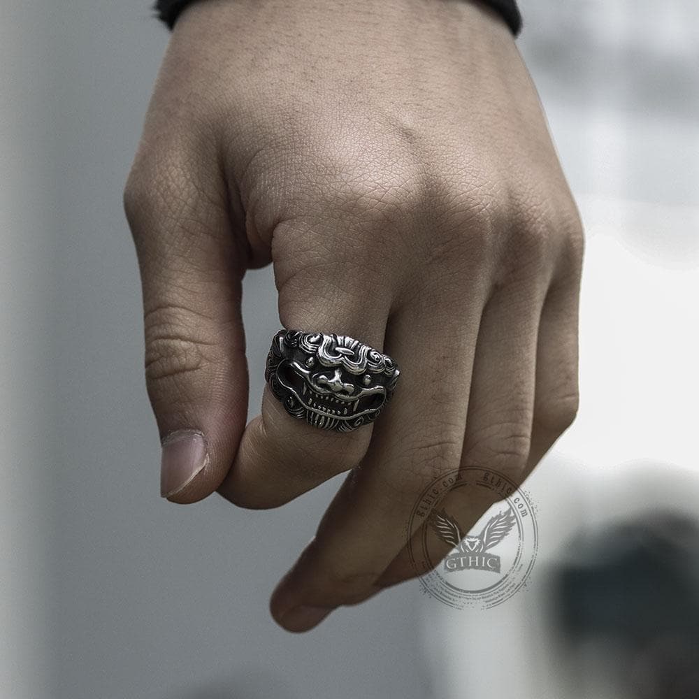 GTHIC Unisex Japanese Demon Beast Ring Stainless Steel Ghost Jewelry for Daily Wear