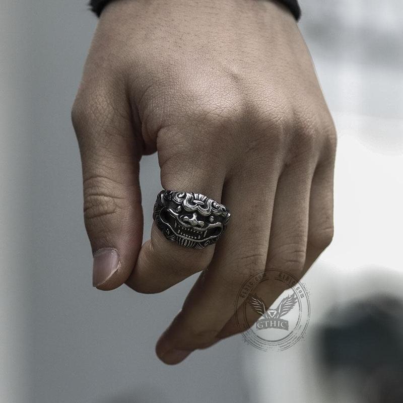 GTHIC Unisex Japanese Demon Beast Ring Stainless Steel Ghost Jewelry for Daily Wear