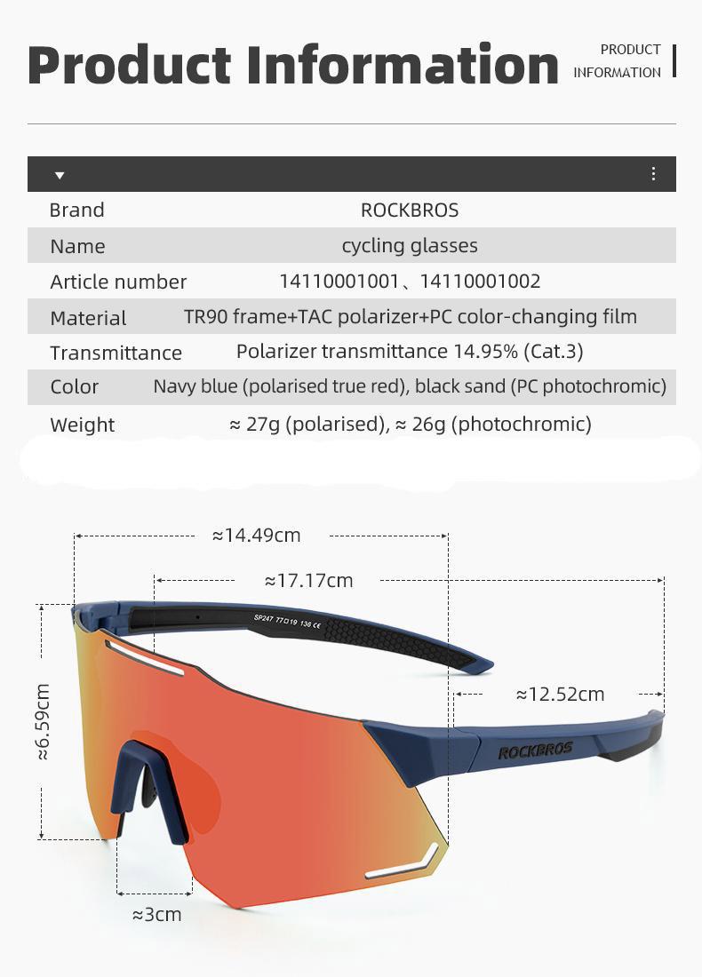 ROCKBROS Cycling Sunglasses Polarized Fishing Glasses Outdoor Sports Eyewear Bicycle Accessories