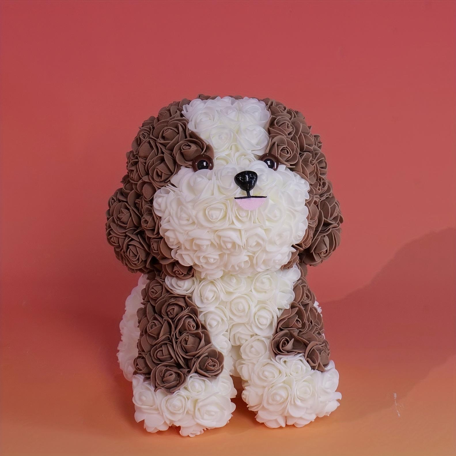 Cute Rose Flower Dog Ornament, 30cm Decorative Accessory for Home Decoration & Party Gifts, Perfect Gift Idea for Any Occasion