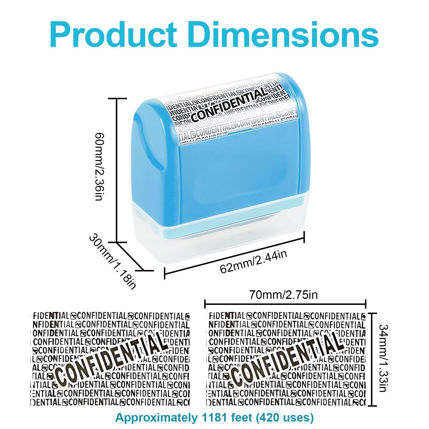 Identity Protection Roller Stamp Identity Theft, Confidential, Privacy Roller Stamp Information Blocker and 3 Pack Refill Ink for ID Account Data Address Security