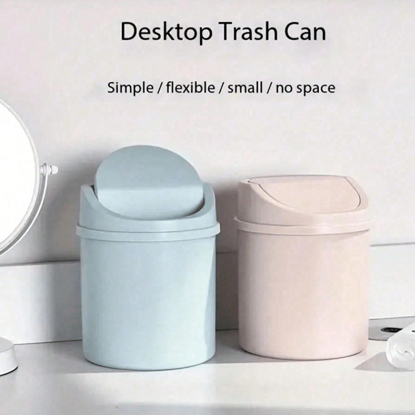 Mini Garbage Bin, Covered Trash Can, Desktop Trash Can, Plastic Waste Paper Basket, To Prevent Odor Leakage, Odor Prevention, Storing Fruit Peel & Paper Scraps To Keep Desk Tidy, Storage, For Office, Living Room, Study, Coffee Table Decor