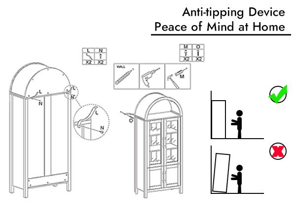 PieDle Furniture 71" Tall Arched Display Cabinet, 5-Tier Bookshelf Modern Farmhouse Arched Bookcase with Glass Doors and Shelves, Wooden Pantry Storage Cabinet for Living Room, Office and Kitchen