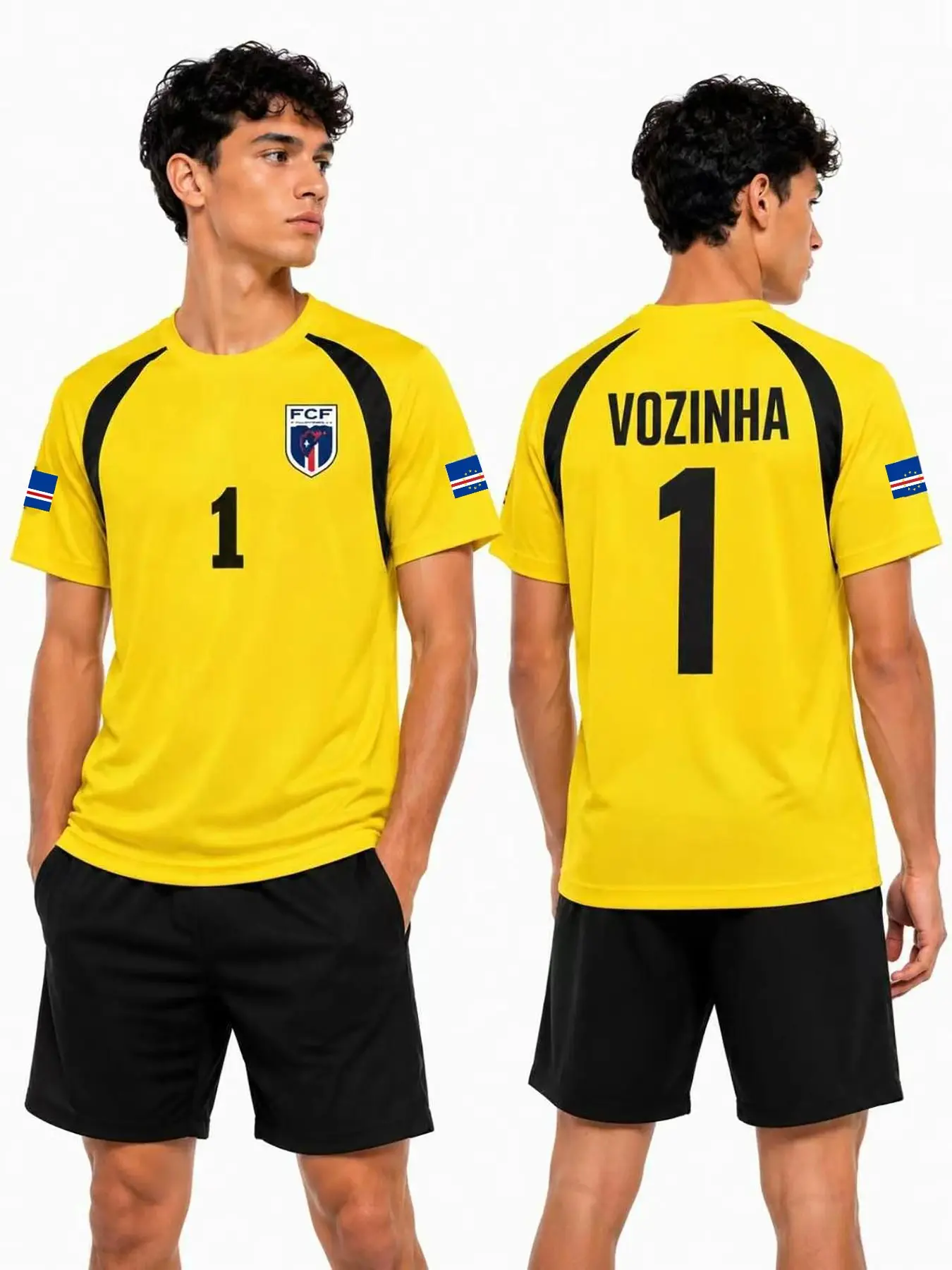Unisex Cape Verde Goalkeeper Soccer Jersey Shirts Vozinha1 Short Sleeve, Loose-Fit Sporty Top, All-Season Training Football Shirts T-Shirt for Fans