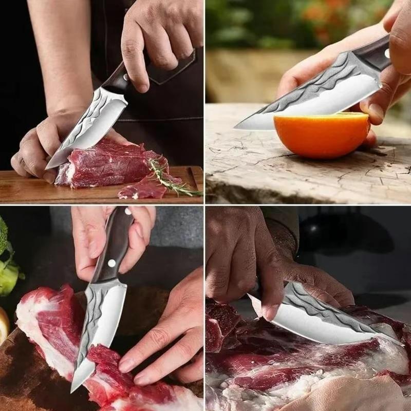 Viking - style Japanese Chef's Kitchen Meat Cleaver / Butcher Boning Knife (with Sheath) Kitchen meat cleaver / butcher knife,boning knife,hand-forged meat cutting knife,multi-functional and portable,suitable for home kitchens, Utensils Kitchenware Steel