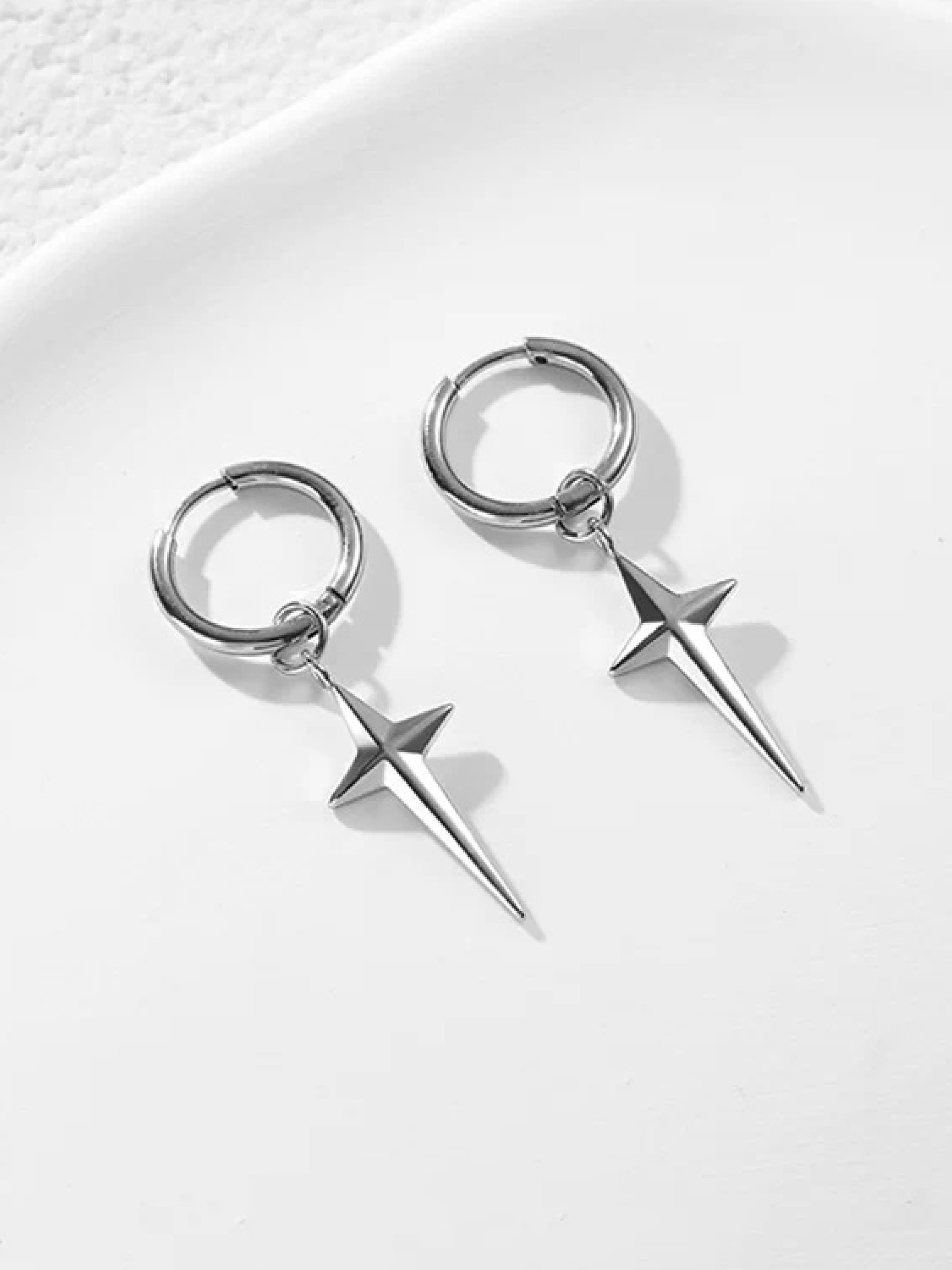 Unisex Stainless Steel Cross Pendant Earrings, Trendy Hip Hop Fashion Jewelry, Perfect Gift for All Seasons, Versatile Accessory