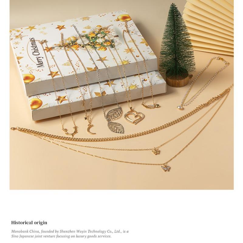 Christmas Countdown Calendar Jewelry Blind Box Earrings Necklace Bracelet Gift Set, Festive Holiday Accessory Collection
