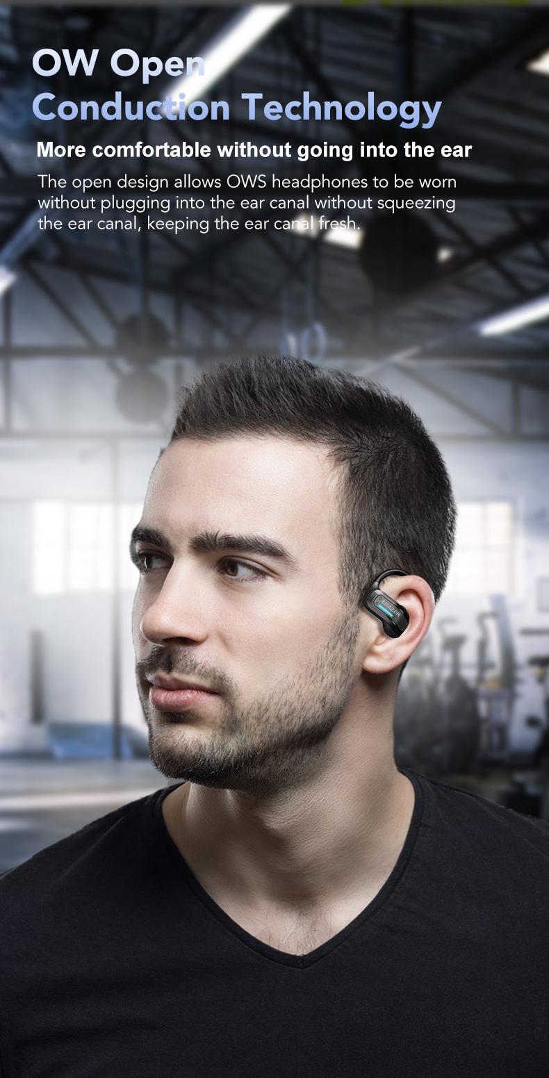 Erazer X8 Open Earphones, Wireless Bluetooth Earbuds HIFI Sports Headphones OWS Excellent Music Sound Quality, Touch Control, 60 Hours Of Long Play Time, Professional Sweat and Rainproof, Suitable For Work, Music and Running