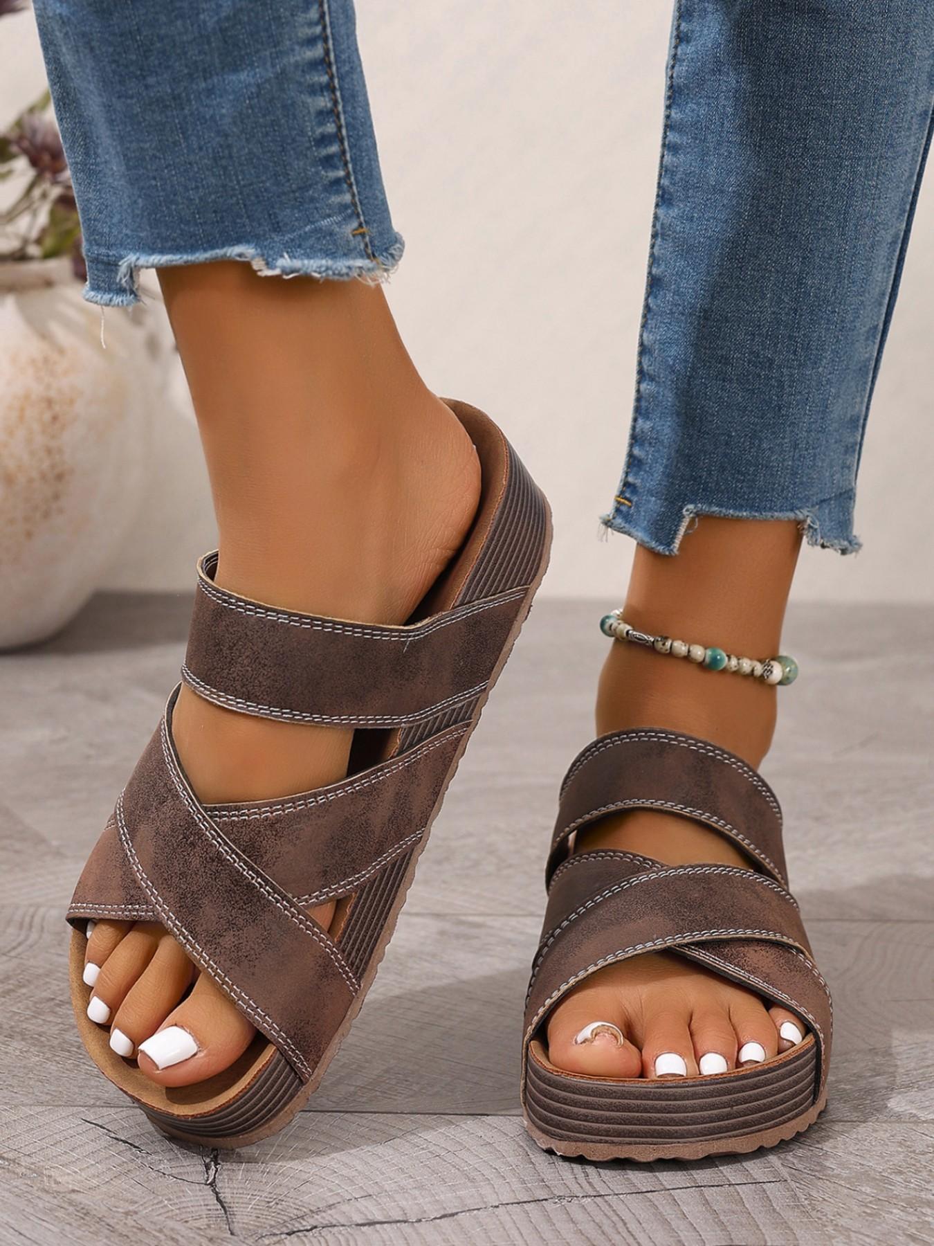 Unisex Thickened Wide Sandals, Dual Strap Design, Perfect for Dresses and Jeans, Versatile Summer Footwear, Ideal for Outdoor Activities, Strapy Sandal, Fashionable Sandals