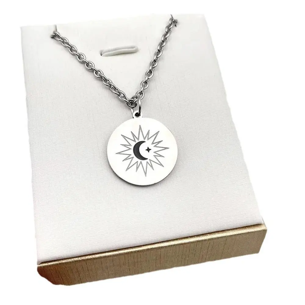 TV Series คาธ The Eclipse Cosplay Ayan Khaotung Moon Star Circular Pendant Titanium Steel Necklace Lovers Jewelry Accessories