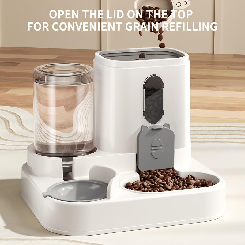 2-in-1 Cat Food and Water Dispenser, Automatic Feeder and Water Fountain, Cute Pet Water Bottle