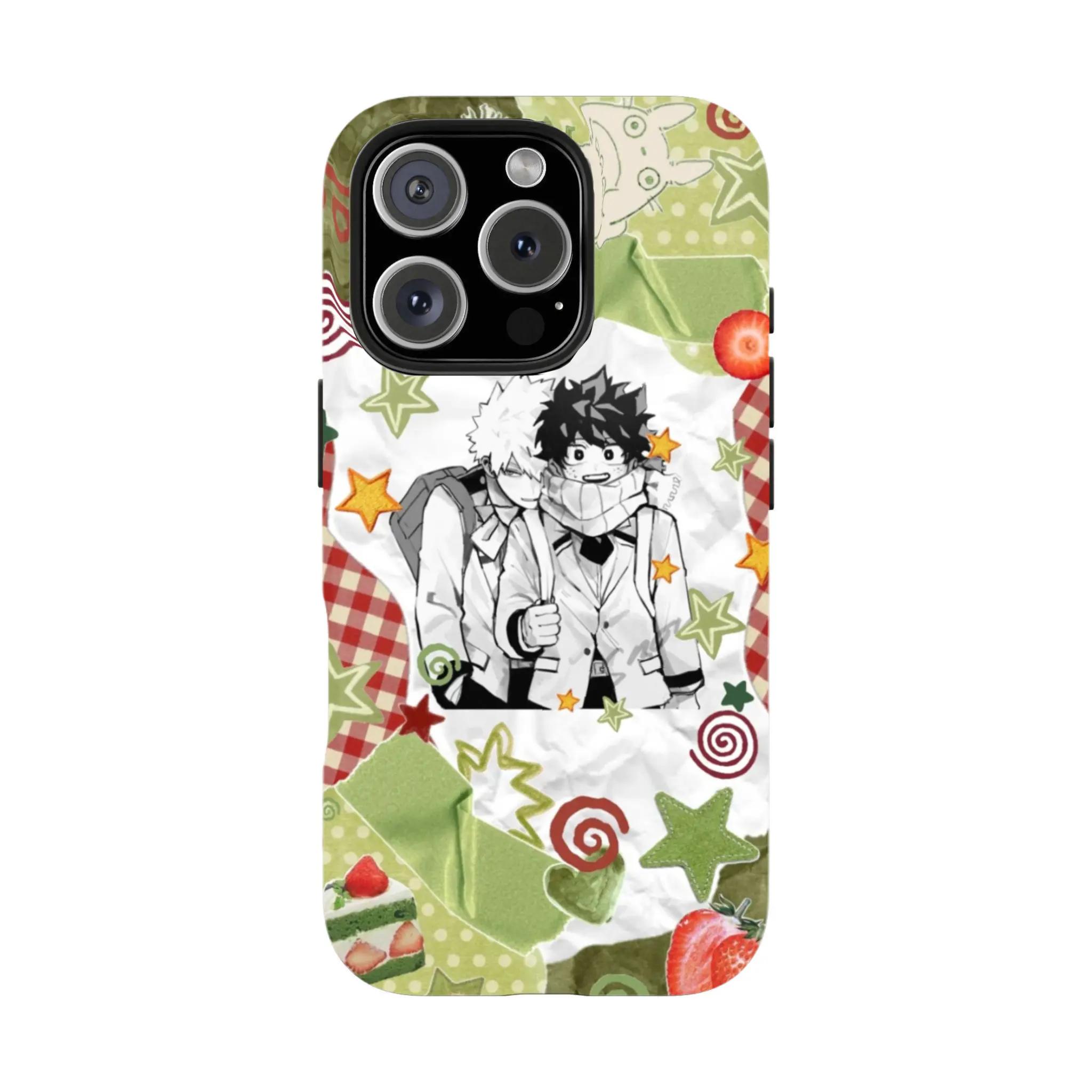 Bakug0 & Deku Besties Phone Case | Retro Manga Design,Compatible for iPhone 16 15 14 13 12 11 17Pro Max,for Samsung S25 S24 S23 S22 Ultra,Durable Dual-Layer design phone cover,Perfect Gift for Her