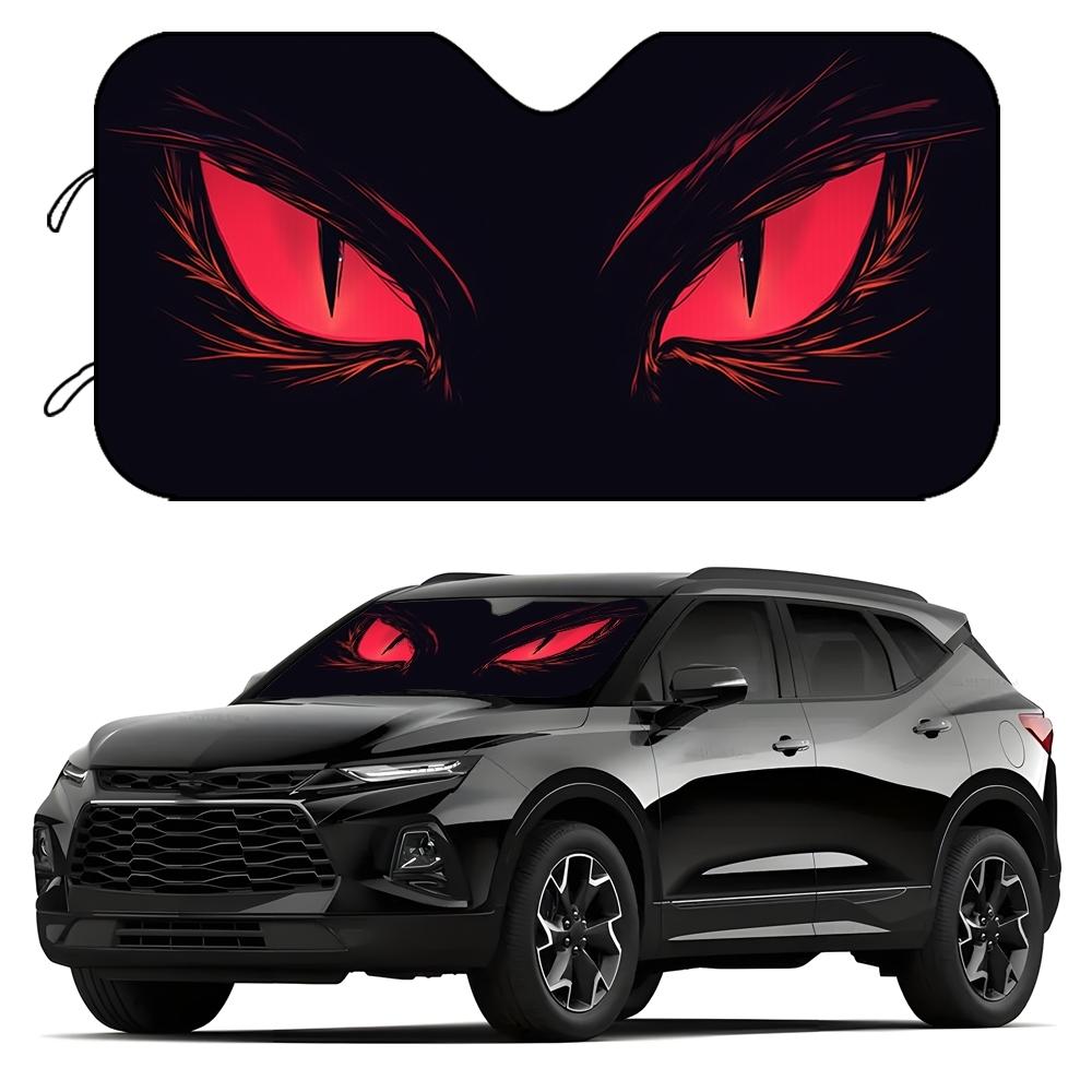 Halloween Skull Car Sunshade, UV Protection, Foldable Polyester, Fits Rvs and Suvs, Front Windshield Protector, Universal Fit