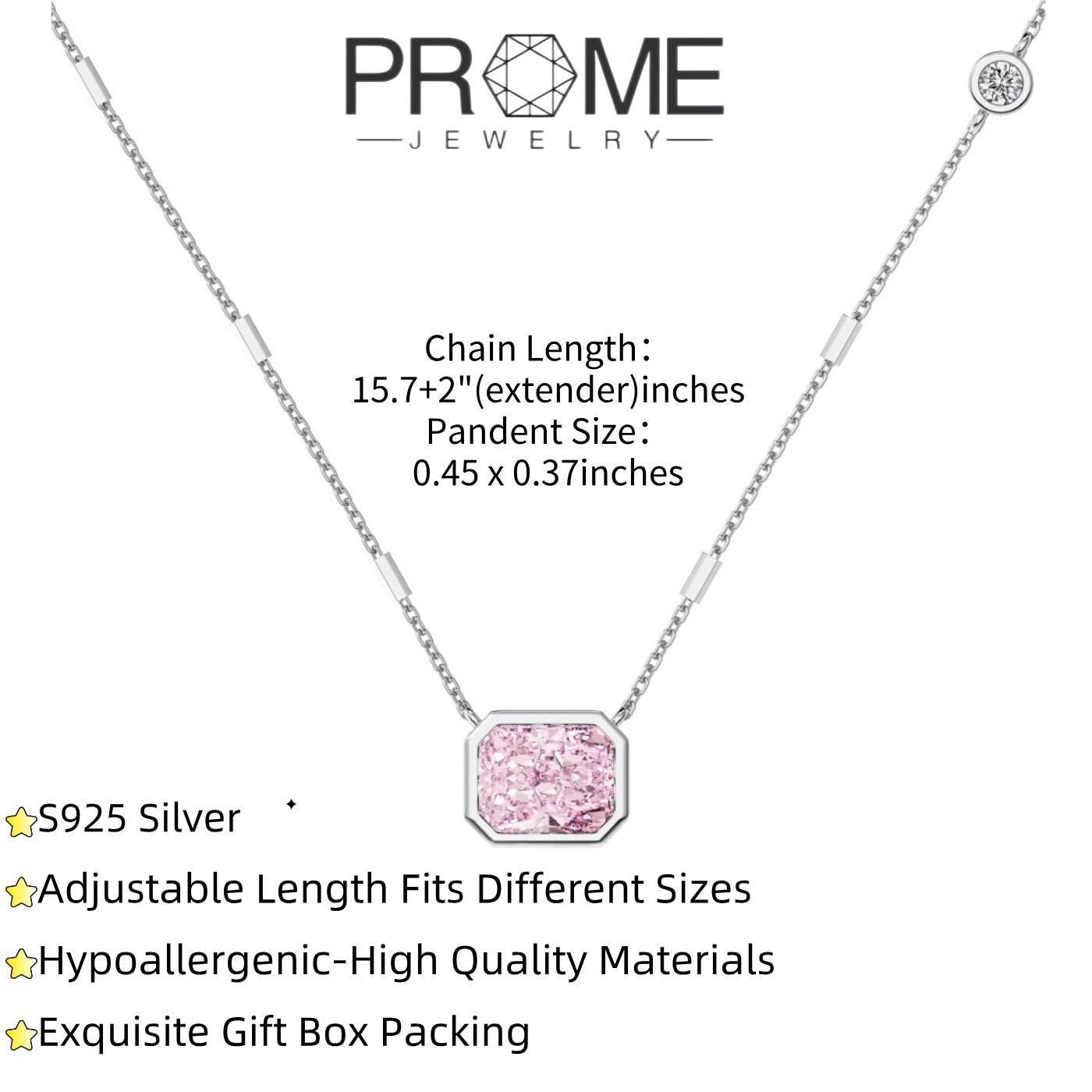 (SN052)S925 Sterling Silver Ice Flower Cut Pendant Necklace Elegant and Stylish Gift for Women’s Daily Wear