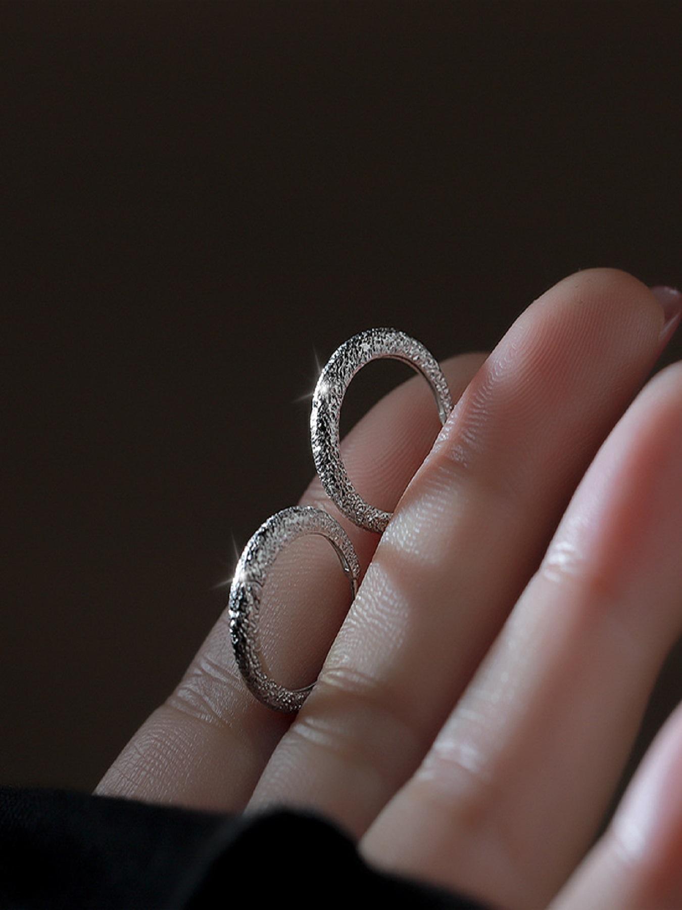 Shiny Sand Texture Earrings, Minimalist Fashion Women's Jewelry, Silver Color, Casual Style, All Seasons, No Choking Hazard