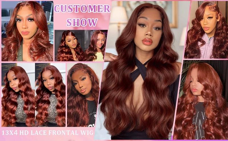 Bling Hair Reddish Brown Body Wave HD 13x4 13x6 Lace Frontal Human Hair Wig Colored Brazilian Remy Human Hair Wigs For Women Pre Plucked Party Supplies