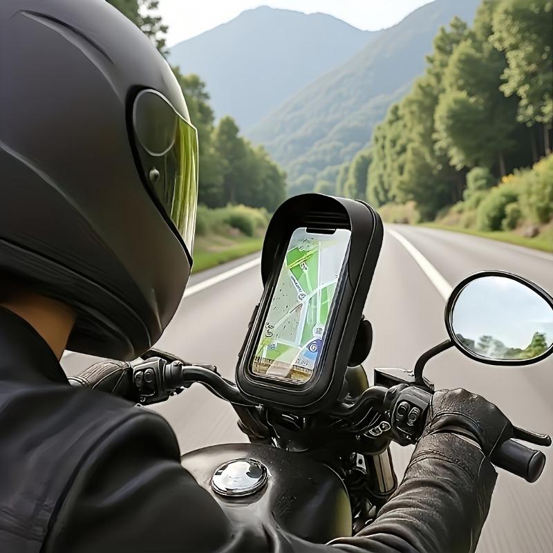 Waterproof phone mount for bikes & motorcycles. 360° rotatable, durable ABS handlebar mount. Removable, rainproof & dustproof. Ideal for e-bikes, bicycles, motorcycles