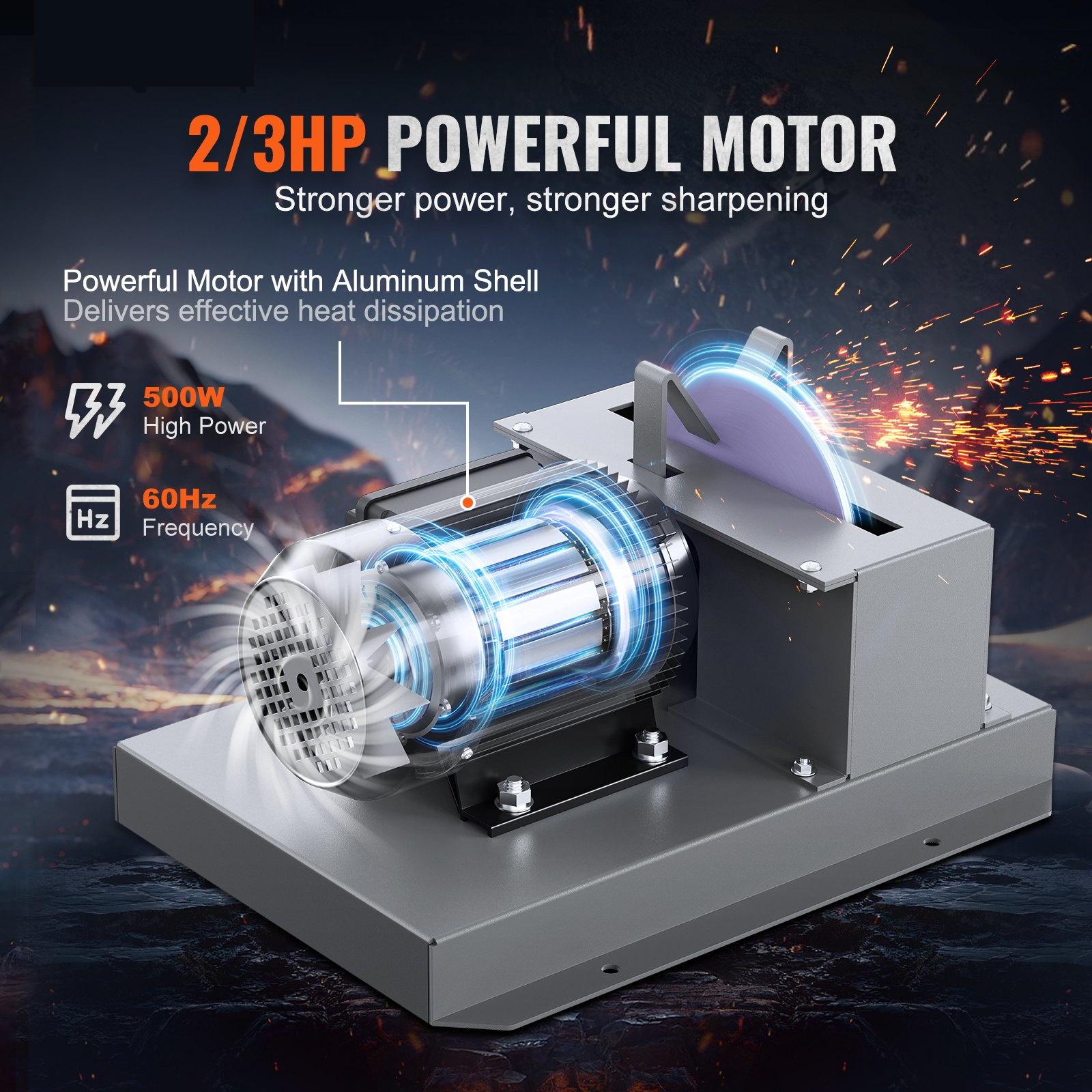 2/3HP 500W & 1HP 750W Lawn Mower Blade Sharpeners, 7/9-inch Ceramic Grinding Wheel, Powerful Bench Sharpening Machines for High/Low Lift, Gator, & Flat Blades