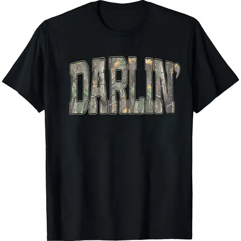 Retro Camo Western T-Shirt, Darlin Retro Camo Country Distressed Cowboy Quote, Camouflage Shirt, Western Concert Shirt, Southern Tee Round Neck Crewneck
