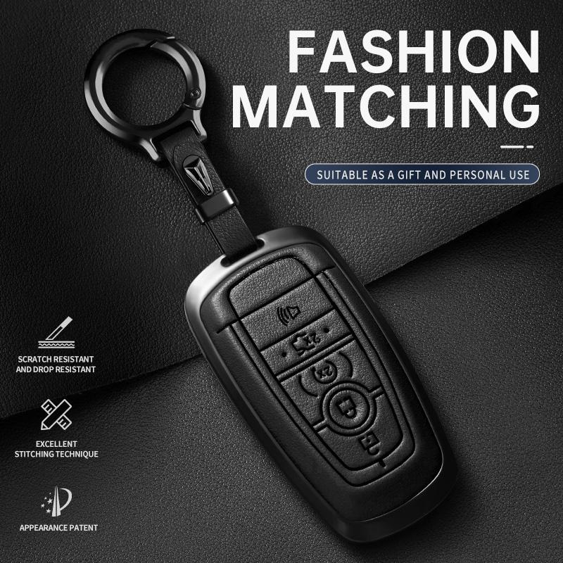 For Ford Key Fob Cover Leather Car 2017-2024 Bronco Escape Mustang Explorer F150 F250 F350 Key Case Protection Accessory Premium