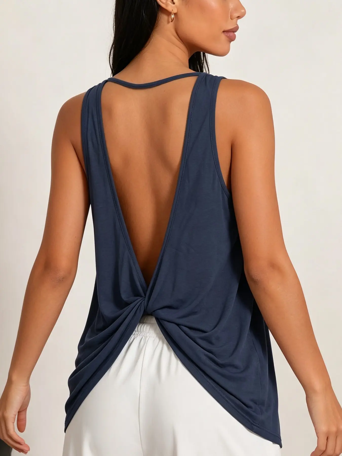Women's Elastic Thin Backless Sports Yoga Top, Ideal for Gym Workout, Outdoor Leisure, Tennis, Spring Summer Fashion