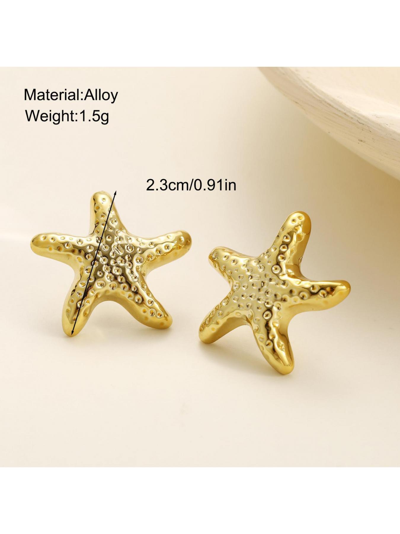 Women's Starfish Ear Studs Holiday Gift Elegant Simple Retro Beach Ocean Theme Dainty Earrings for Daily Wear Vacation Style Fashion Accessories