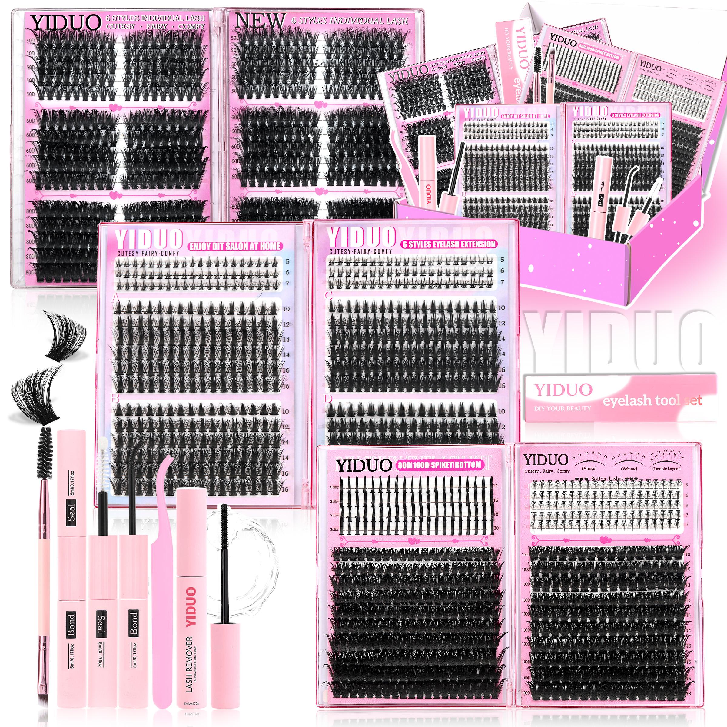 1614Pcs Lash Clusters Lashes Kit13 Styles 50D\60D\80D \100D\Fairy-A-B\BottomA-B\Volume+Bottom\Volume+Spike Lashes Clusters Kit 5-20mm Cluster Eyelash Extension Kit1614 Pcs D-Curl With Lash Bond and Seal, Lash Remover Lash Tweezers,Eyelash Brush DIY Easily 1614Pcs Lash Clusters Lashes Kit13 Styles 50D\60D\80D \100D\Fairy-A-B\BottomA-B\Volume+Bottom\Volume+Spike Lashes Clusters Kit 5-20mm Cluster Eyelash Extension Kit1614 Pcs D-Curl With Lash Bond and Seal, Lash Remover Lash Tweezers,Eyelash Brush DIY Easily