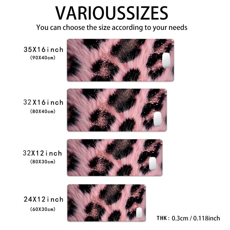 Extra Large Pink Leopard Print Mouse Pad Soft Fur Gaming Mouse Pad 35x16 Inch Computer Keyboard Mousepad Suitable for Families, Offices and Schools. Perfect Gift for Family Members and Friends