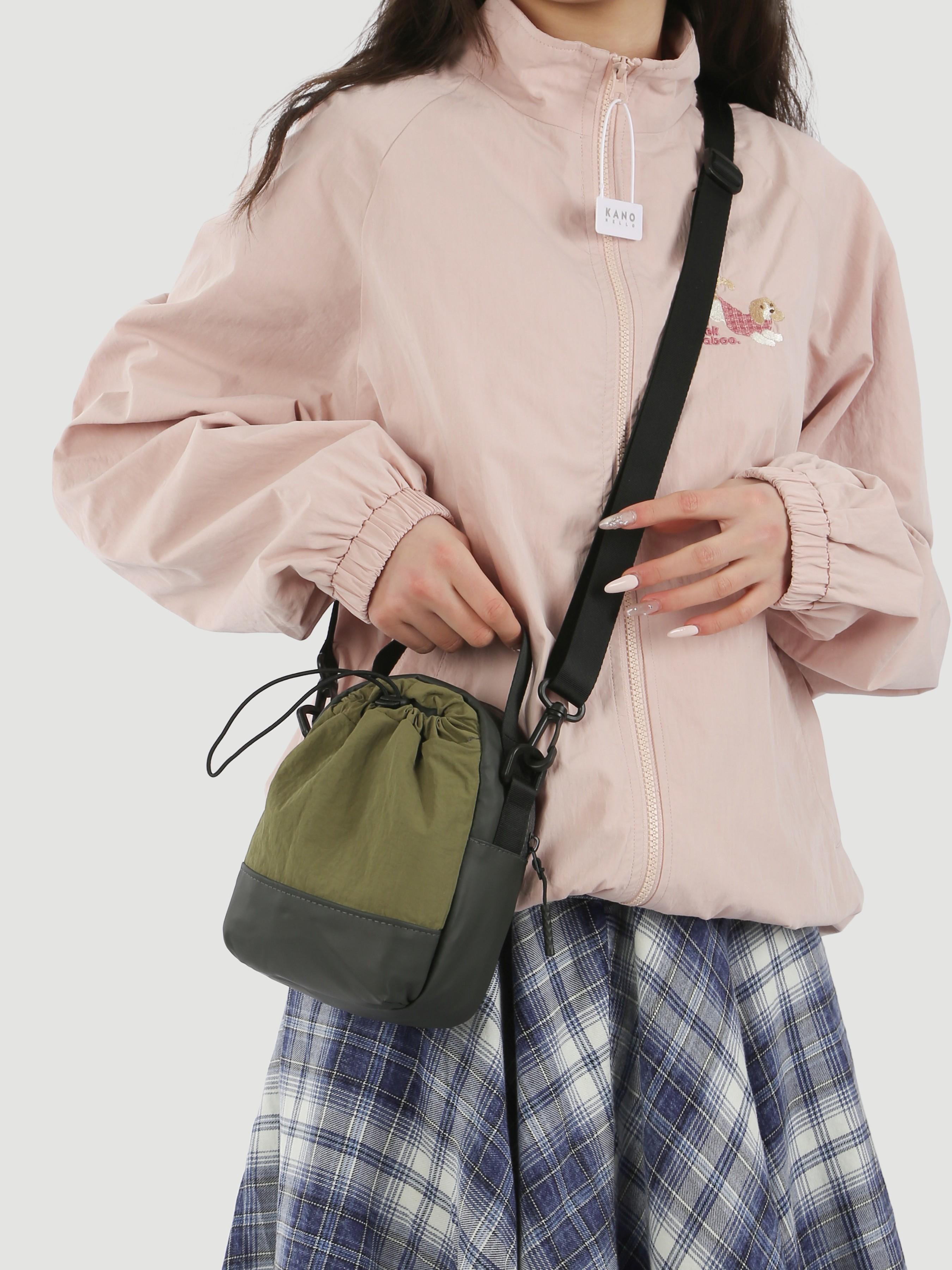 Women's Outdoor Mini Shoulder Bag, Casual Sporty Handbag, Drawstring Crossbody Bag, Travel Phone Pouch, Commuter Bag for All Seasons