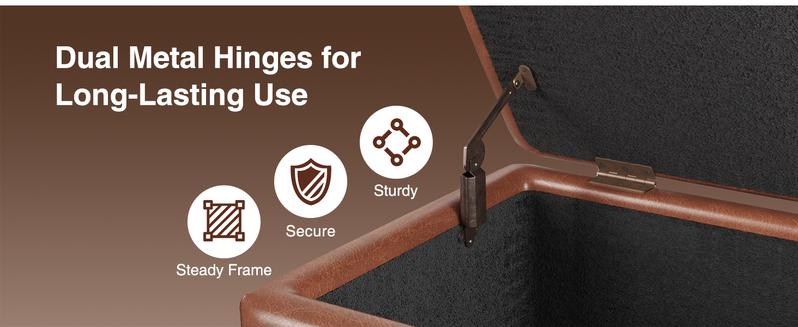 Vabches Tufted Square Ottoman Coffee Table with Storage, Leather Upholstered Cube Storage Ottoman, Oversized Footrest Stool Toy Box Storage for Livingroom Bedroom