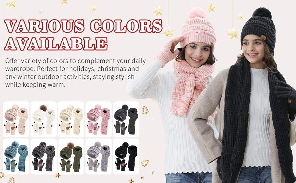 Winter Beanie Hat Scarf Touchscreen Gloves Set for Women Men, Warm Fleece Accessories Perfect 3 PCS Birthday Gift Winter Beanie Hat Scarf Touchscreen Gloves Set for Women Men, Warm Fleece Accessories Perfect 3 PCS Birthday Gift
