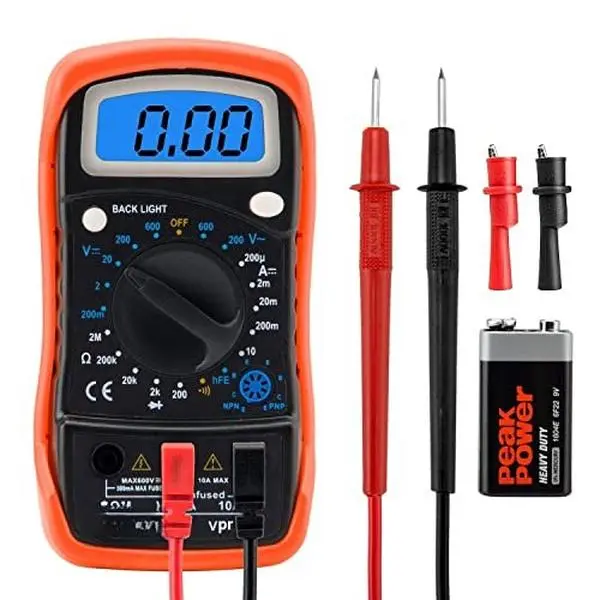 Vpro850L Digital Multimeter DC AC Voltmeter, Ohm  Amp Test Meter, Electric Tester Ohmmeter with Diode and Continuity Detector, Backlit Display and Insulated Rubber Case Kickstand