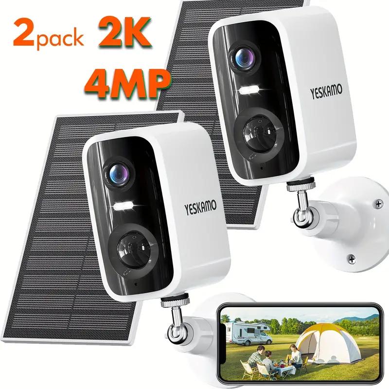 Solar Security Camera Wireless Outdoor/Indoor,  Battery Rechargeable Waterproof Continuous Power, Color Night Vision, SD Card/Cloud Storage