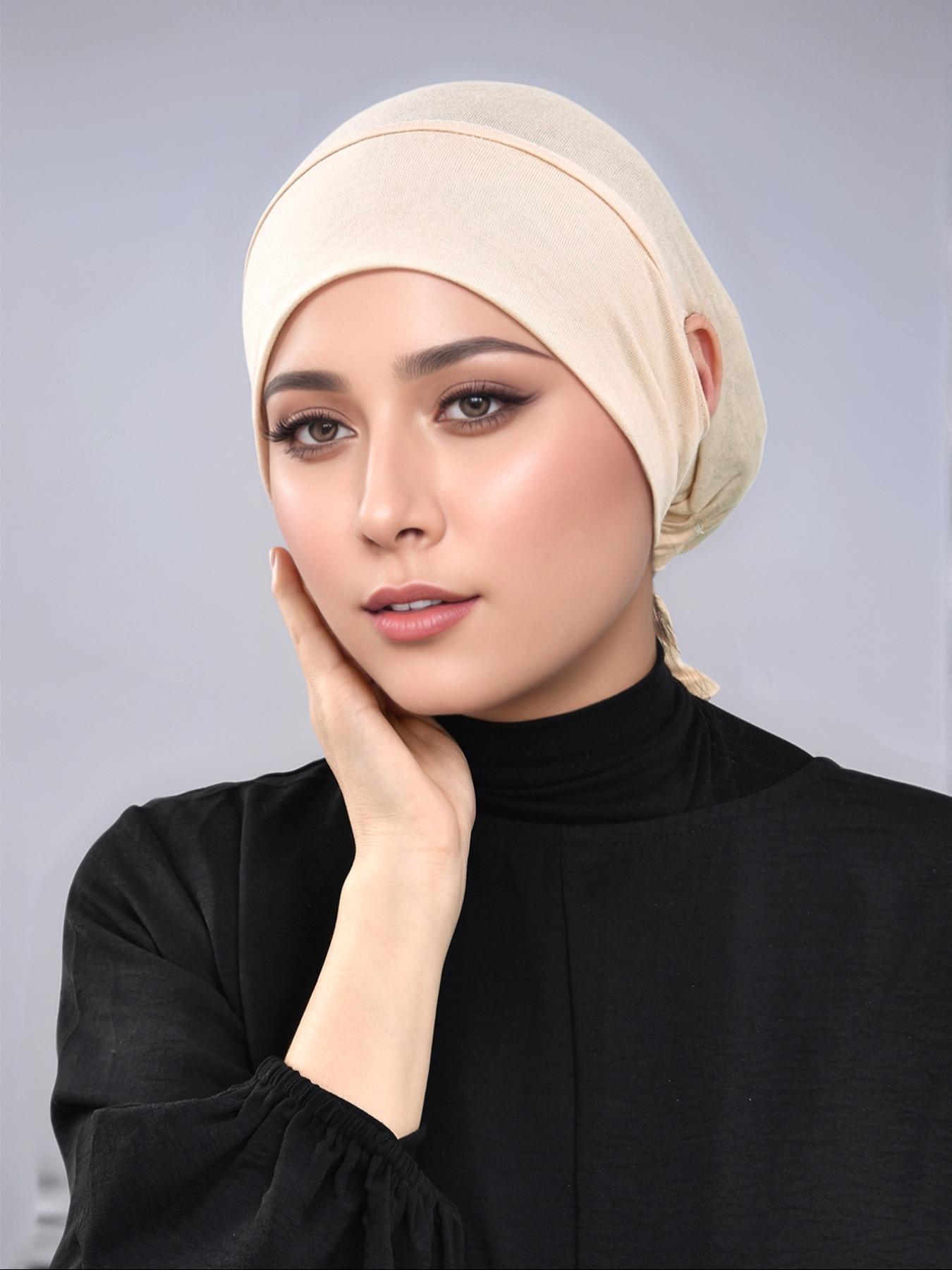 Women's Solid Color Turban Hijab with Ear Hole, Breathable Comfortable Hijab for Daily Wear, Fashion Accessories for Women & Girls