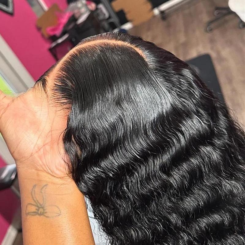 [Glueless Wig] 9x6 7x5 6x4 Pre-cut Wigs Deep Wave Human Hair Pre Plucked Pre Cut Lace Closure Wigs Ready and Go Deep Wave Curly Lace Closure Wigs for Women Wet and Wavy Natural Hairline