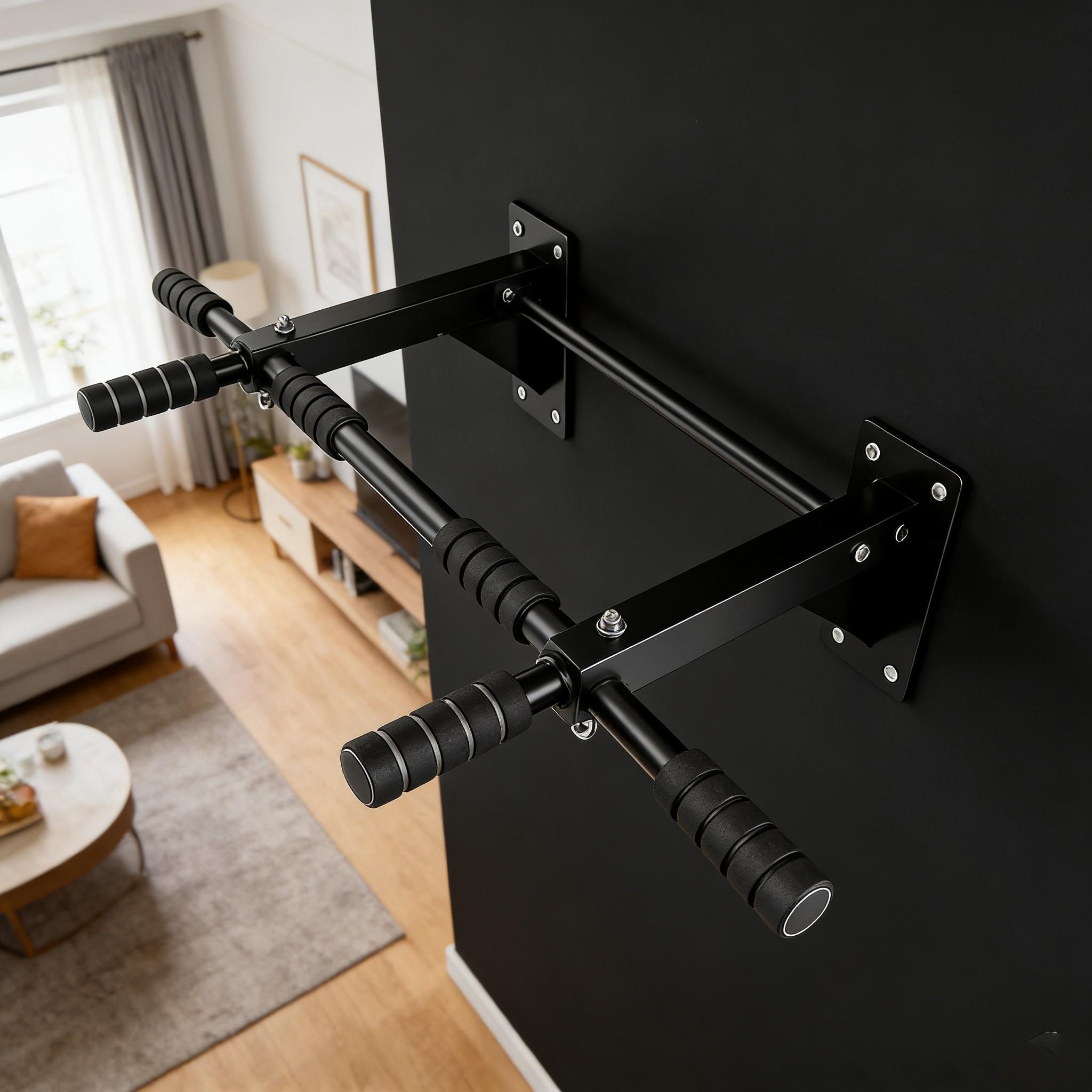 Reinforced Horizontal Bar Home Single Bar, Wall Mount Installation, Pull-Up Dual Bars Trainer, Indoor Fixed Fitness Equipment