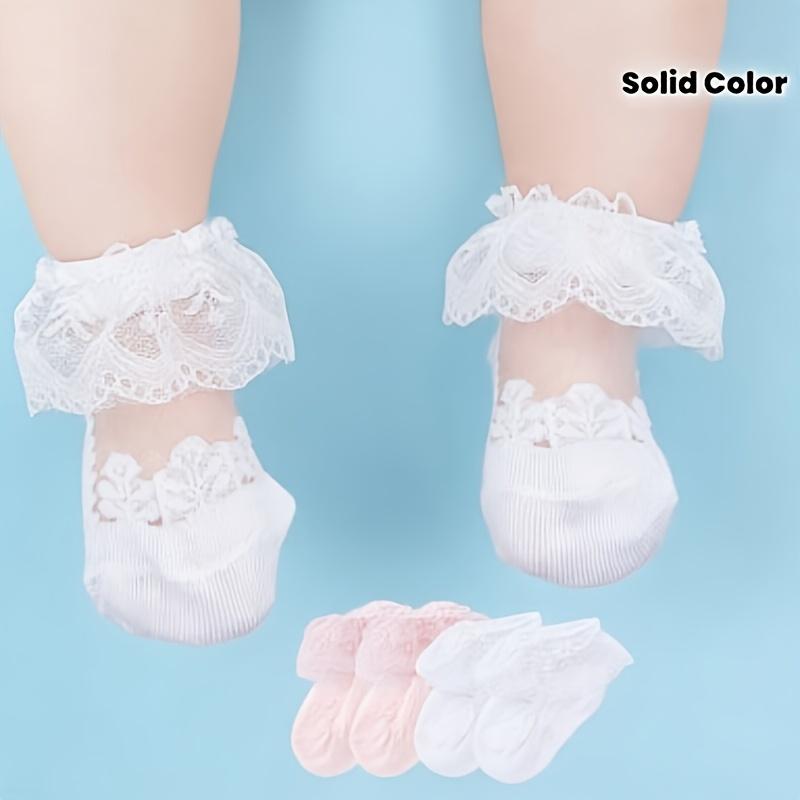 1-Pair Crystal-Embellished Baby Stockings - Lace Trim Thin Breathable Socks Suitable for Spring/Summer, Hand Washable Wear, for Dance, Everyday & Special Occasions