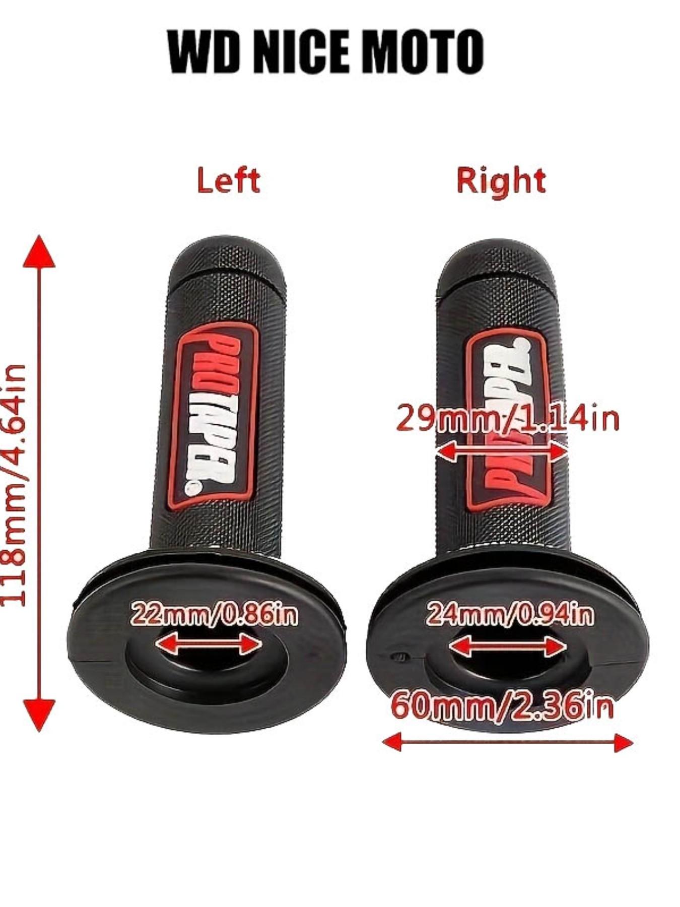 WD Nice Moto Motorcycle Handle Grips, 7/8" 22mm Universal Handlebar Rubber Gel, Comfortable Hand Grip for Motocross & Dirt Bikes